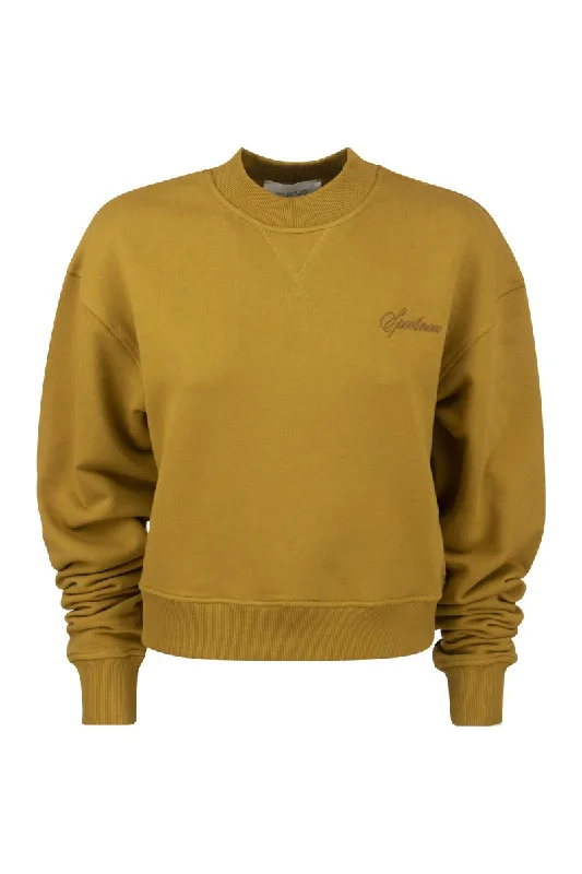 SALICE - Stretch cotton sweatshirt Hoodie with Hem Patch Decorative Personalized