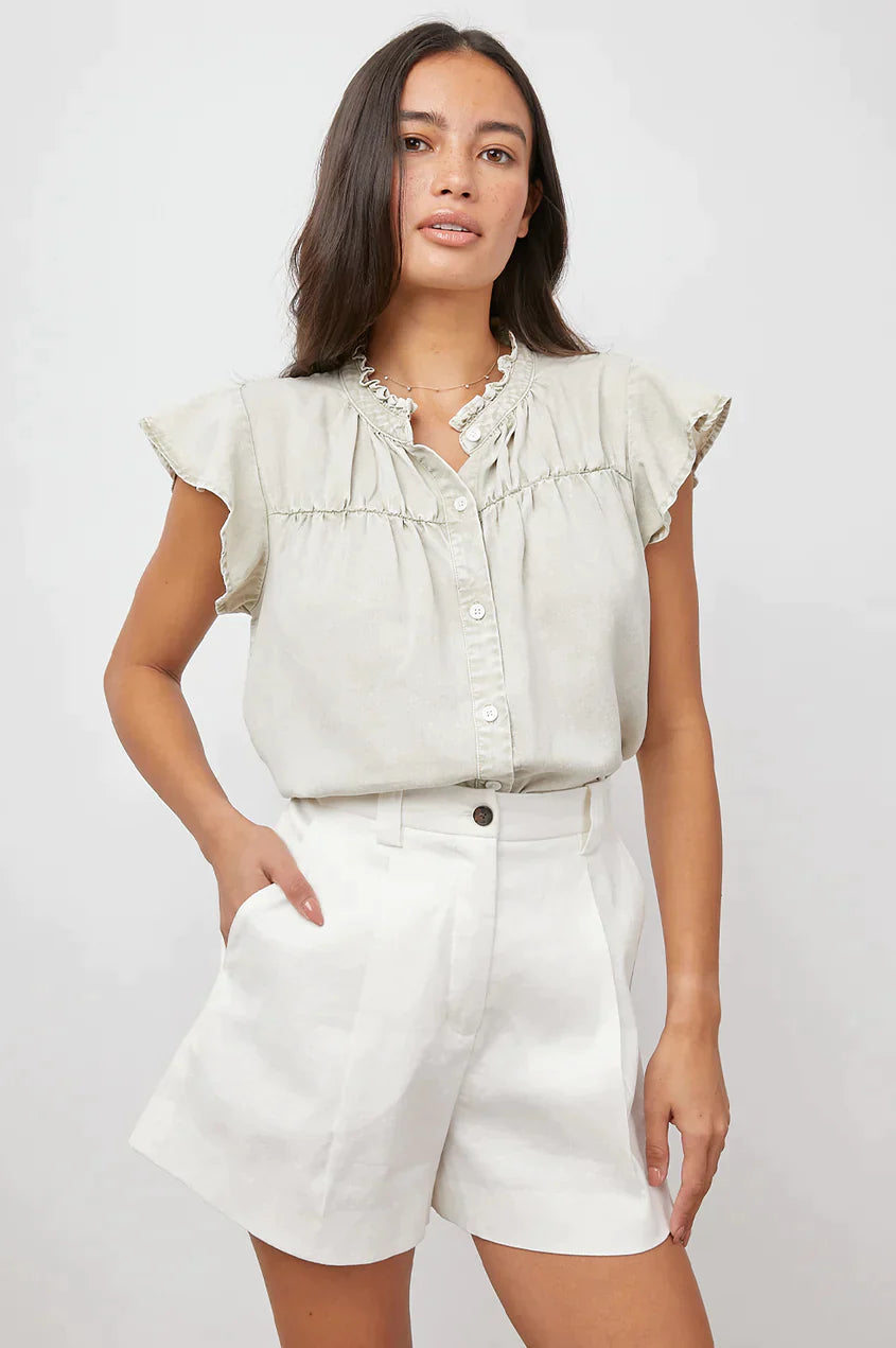 Blouse Ruthie 4225 Sage-Acid-Wash Romantic Lace Blouse