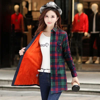 Velvet Thick Warm Women's Plaid Shirt Female Long Sleeve Tops M-5XL Winter Fleece Casual Check Blouse Autumn Clothes T18620Y Everyday Stylish Blouse Velvet Thick Warm Women's Plaid Shirt Female Long Sleeve Tops M-5XL Winter Fleece Casual Check Blouse Autumn Clothes T18620Y Everyday Stylish Blouse