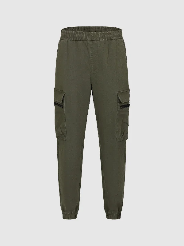 Elastic Jogger Pants High-Waist Trousers