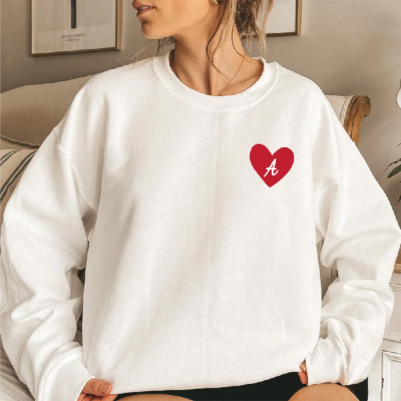 Personalised Heart Initial Women's Pocket Logo Sweatshirt Hoodie with Hem Contrast Bold Stylish Personalised Heart Initial Women's Pocket Logo Sweatshirt Hoodie with Hem Contrast Bold Stylish
