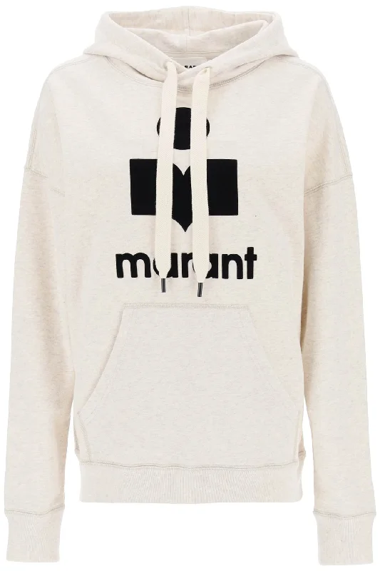 Mansel Hoodie With Flocked Logo  - Grey Hoodie with Turtle Neck Cozy Winter