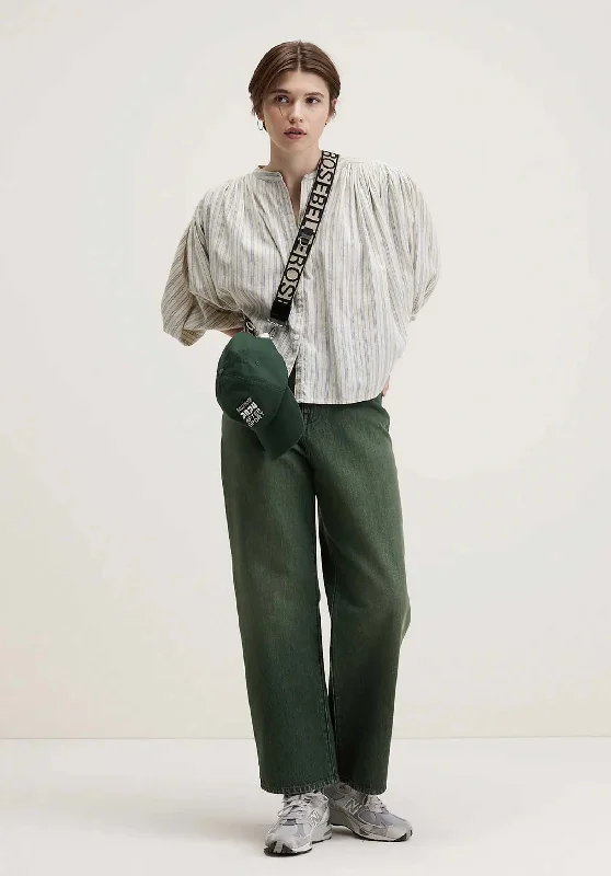 Blouse Ink42 S1059 Stripe-A Embroidered Floral Blouse