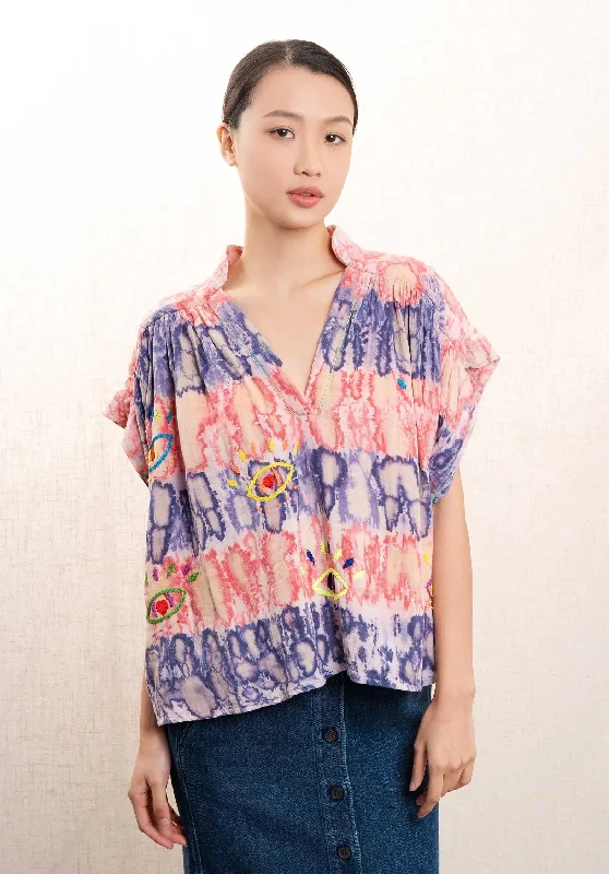 Blouse 162724 Rouge-Bleu Silky Draped Blouse
