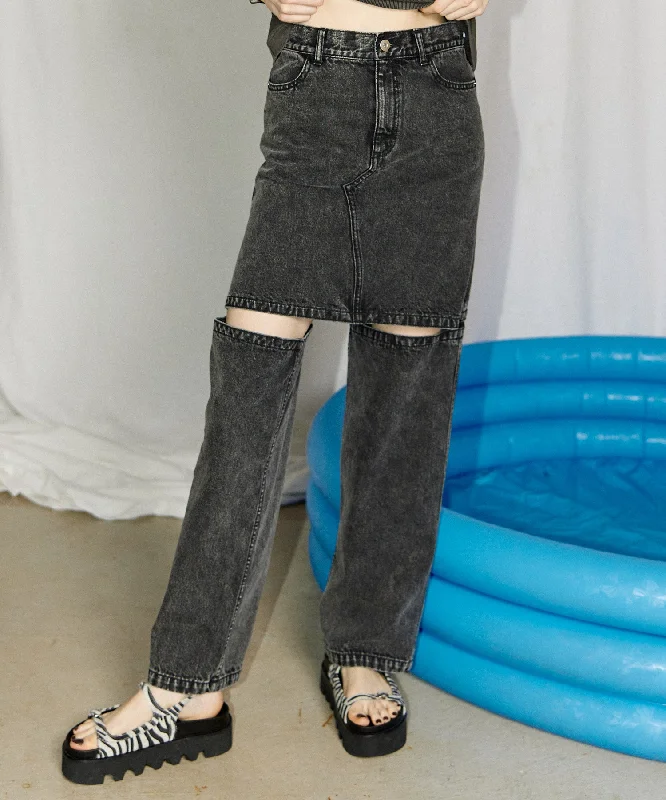 【SALE】Momo Slit Denim Pants Trendy Printed Leggings