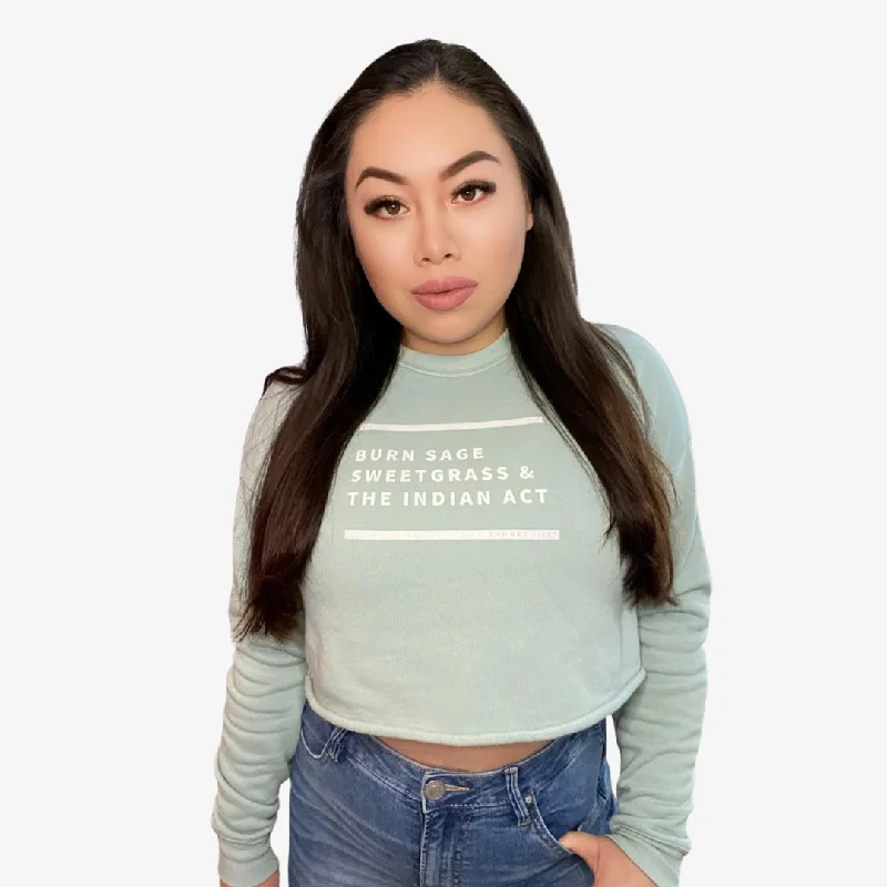 BSS&TIA Pastel Crop Sweatshirt Hoodie with Side Slits Relaxed Casual