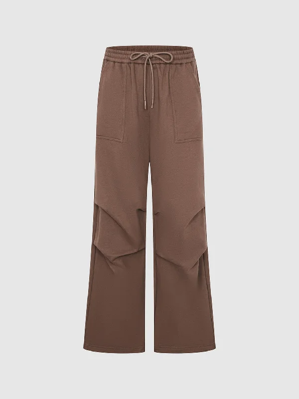 Ruched Wide-Leg Pants Cozy Fitted Pants