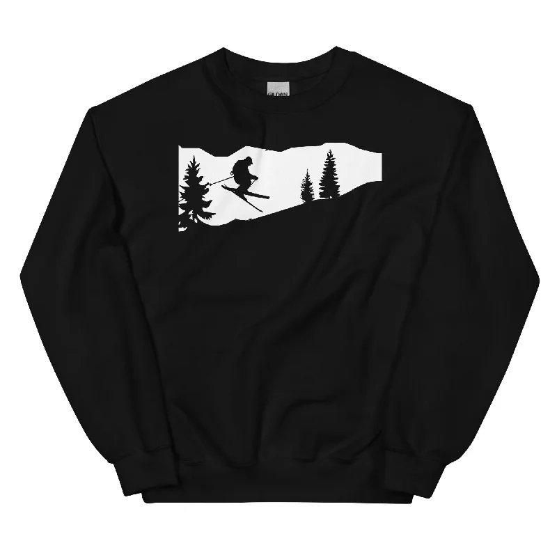 Skifahren - (51) - Sweatshirt (Unisex) Hoodie with Cuffed Sleeves Snug Secure