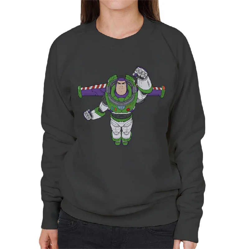 Disney Toy Story Buzz Lightyear Flight Pose Women's Sweatshirt Hoodie with Metallic Shiny Futuristic Disney Toy Story Buzz Lightyear Flight Pose Women's Sweatshirt Hoodie with Metallic Shiny Futuristic