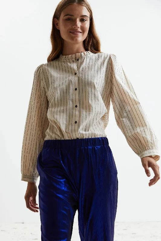 Blouse 23475 20 River Shirt Creme Elegant Semi-Sheer Blouse