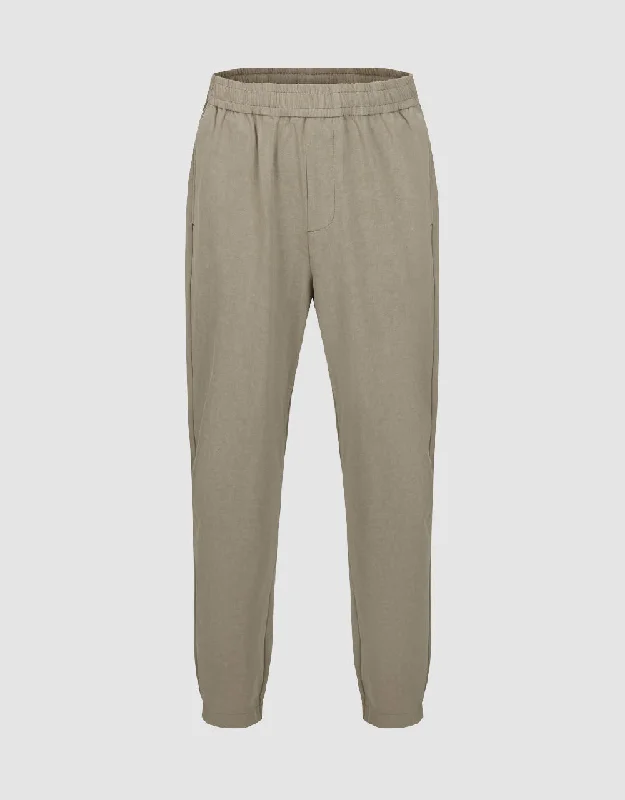 Elastic Waist Knitted Carrot Fit Pants Comfy Cargo Trousers