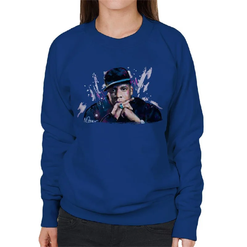 Sidney Maurer Original Portrait Of Jay Z The Black Album Women's Sweatshirt Hoodie with Relaxed Fit Easy Casual Sidney Maurer Original Portrait Of Jay Z The Black Album Women's Sweatshirt Hoodie with Relaxed Fit Easy Casual
