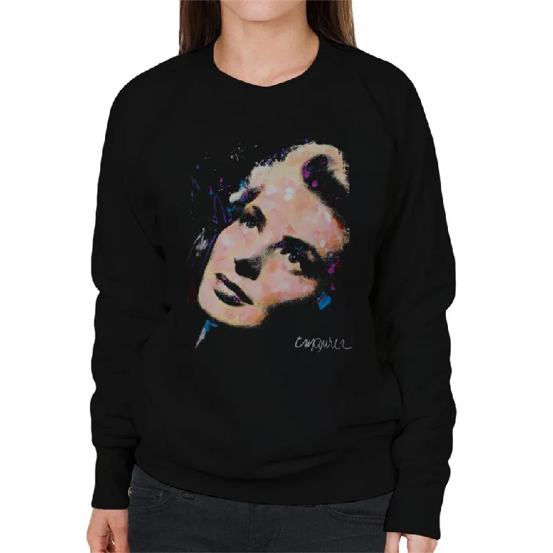 Sidney Maurer Original Portrait Of Ingrid Bergman Women's Sweatshirt Hoodie with Hem Drawcord Adjustable Customizable