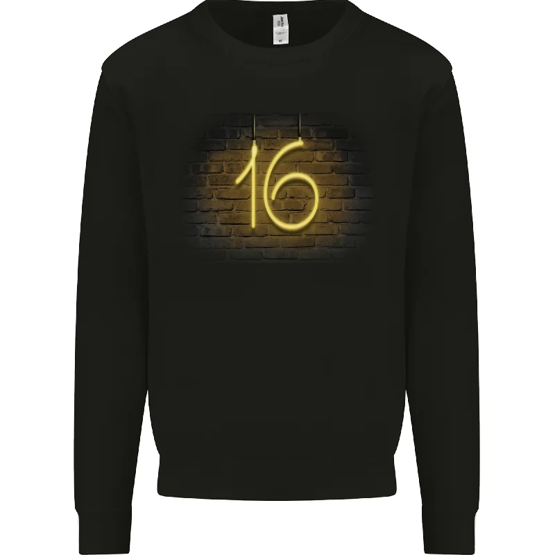 16th Birthday Neon Lights 16 Year Old Mens Sweatshirt Jumper Hoodie with Lining Warm Insulated 16th Birthday Neon Lights 16 Year Old Mens Sweatshirt Jumper Hoodie with Lining Warm Insulated