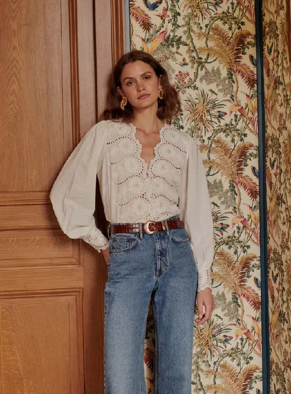 Blouse Tara Ecru Collared Satin Blouse