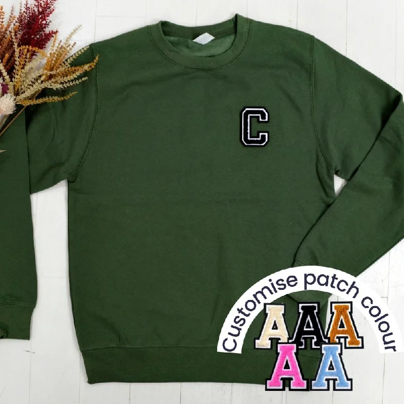 Patch 22 Adults Military Green Initial Sweatshirt Hoodie with Back Slit Movement Comfort Patch 22 Adults Military Green Initial Sweatshirt Hoodie with Back Slit Movement Comfort