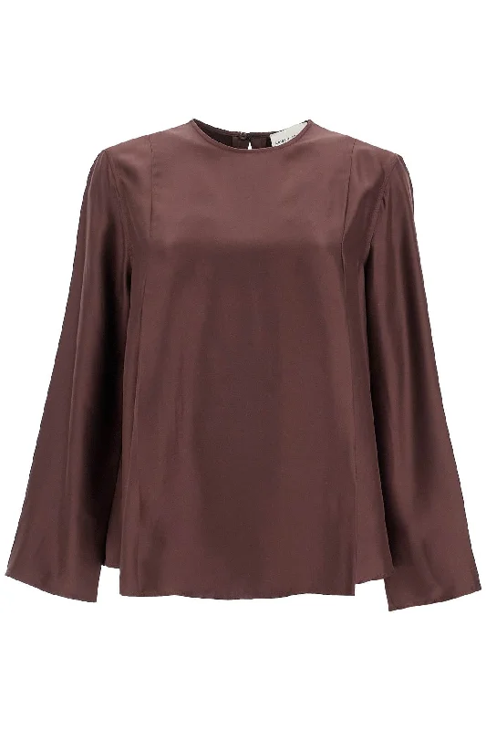 silk adalyn blouse ADALYN CHOCO Embroidered Floral Blouse