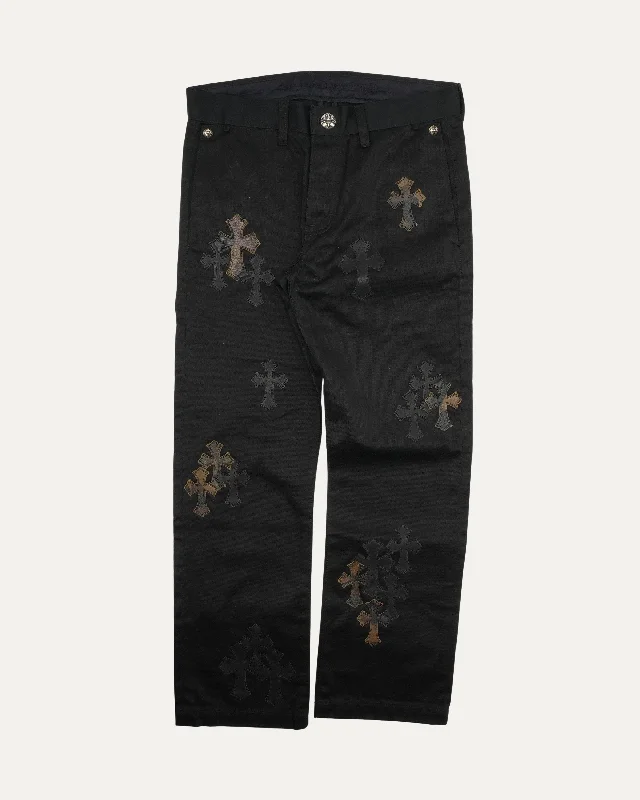 Cross Patch Chino Pants High-Waist Yoga Pants