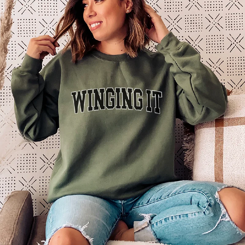 Winging It Varsity Sweatshirt Hoodie Sweatshirt Pullover