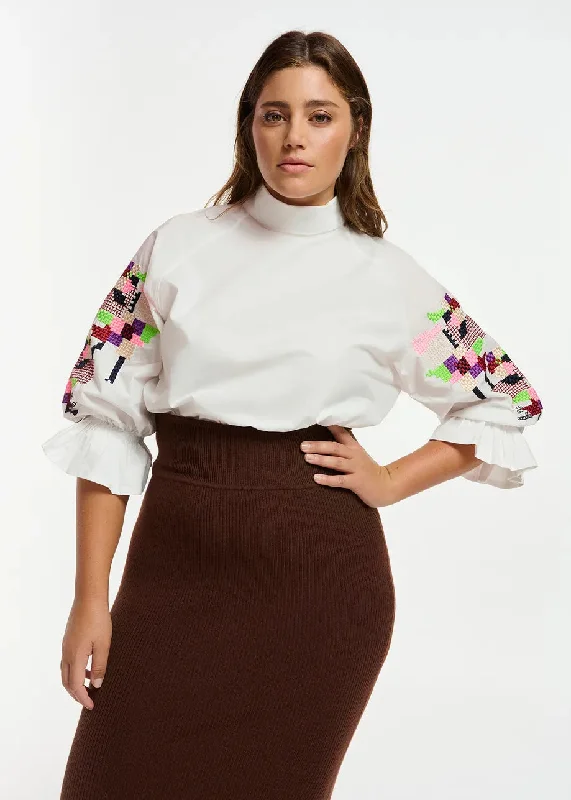 Blouse Eleanor White Double Button Blouse