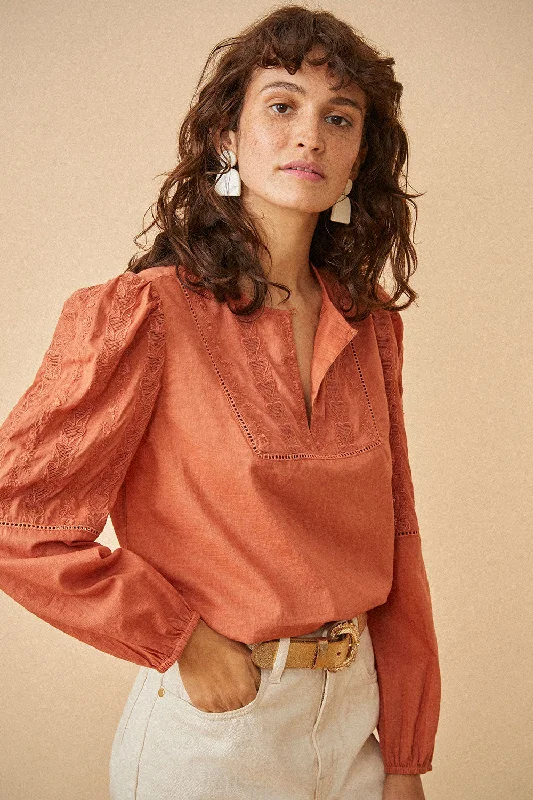 Blouse Suzelle Terre-Cuite Soft Pastel Blouse