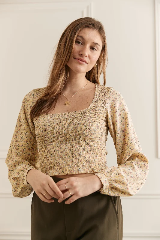 Blouse col carré nid-d'abeilles - 4056 Lightweight Linen Blouse