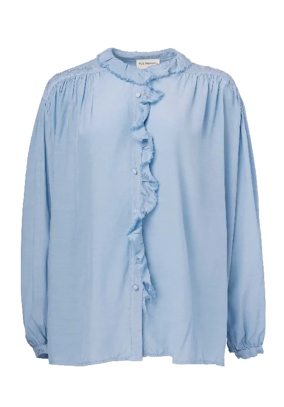 Blouse C100173 Light-Blue Puff Sleeve Blouse