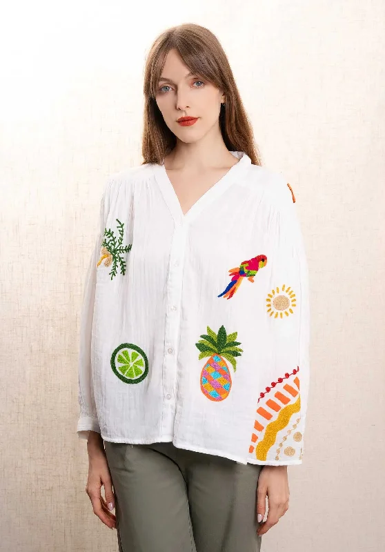 Blouse 143024 Blanc Boho Printed Blouse
