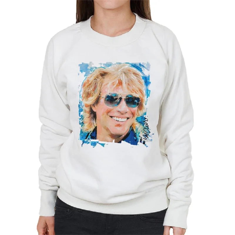 Sidney Maurer Original Portrait Of Jon Bon Jovi Women's Sweatshirt Hoodie with Drawcord Adjustable Secure Sidney Maurer Original Portrait Of Jon Bon Jovi Women's Sweatshirt Hoodie with Drawcord Adjustable Secure