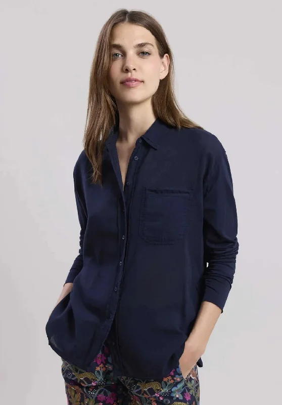 Blouse Tallez Bctd501 Dark-Navy Chic Ruffle Blouse