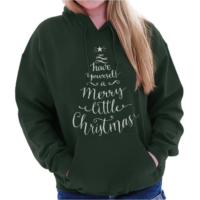 Merry Little Christmas Hoodie Hoodie with Gradient Ombre Colorful