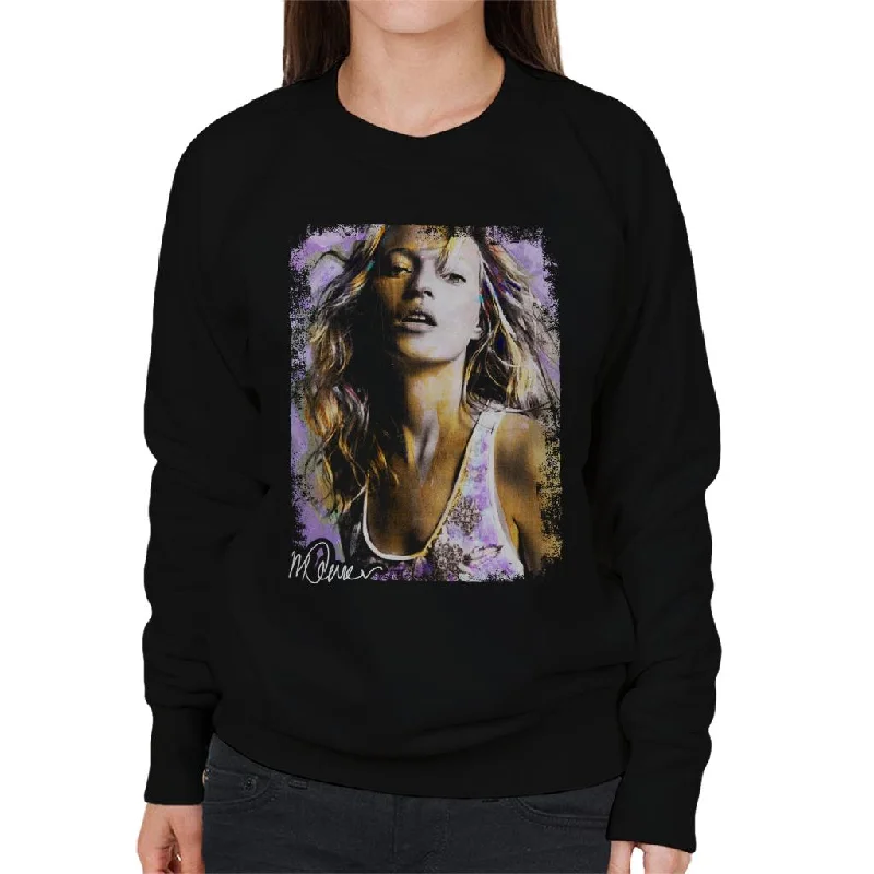 Sidney Maurer Original Portrait Of Kate Moss Pastel Women's Sweatshirt Hoodie with Crew Neck Simple Timeless Sidney Maurer Original Portrait Of Kate Moss Pastel Women's Sweatshirt Hoodie with Crew Neck Simple Timeless