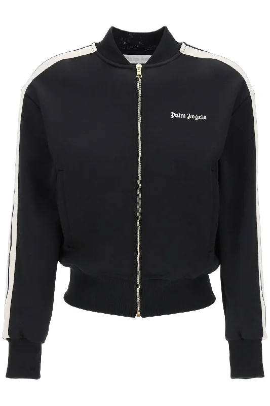 Track Sweatshirt With Contrast Bands  - Black Hoodie with Hem Ribbing Snug Secure