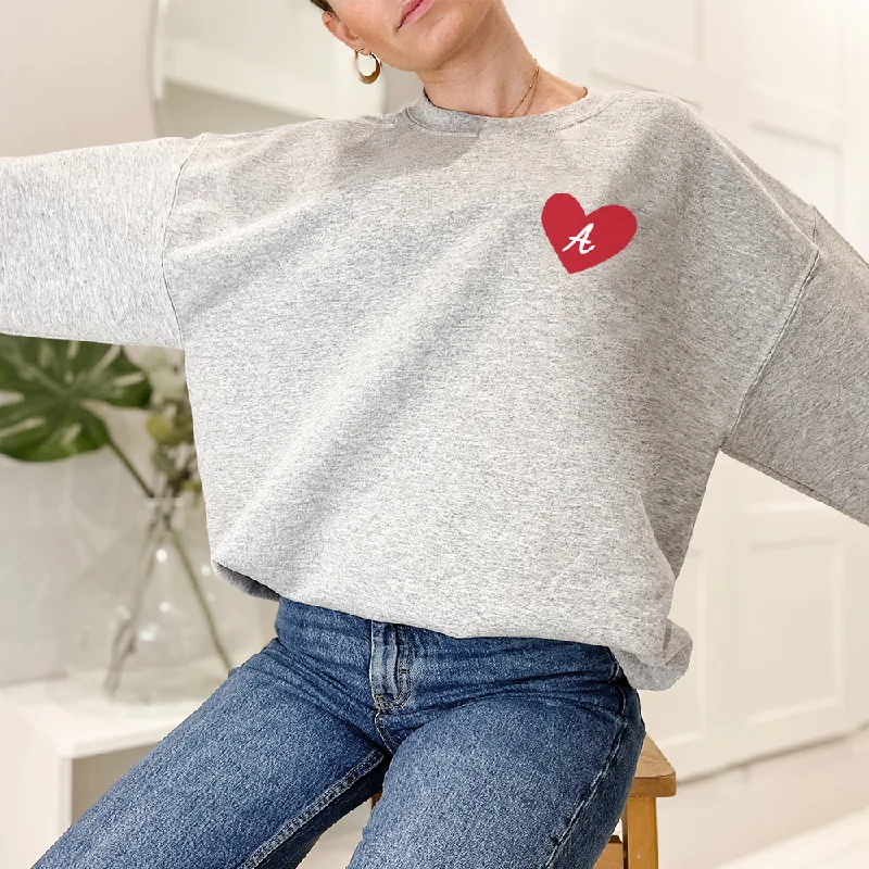Personalised Heart Initial Women's Pocket Logo Sweatshirt Graphic Hoodie Design Print Personalised Heart Initial Women's Pocket Logo Sweatshirt Graphic Hoodie Design Print