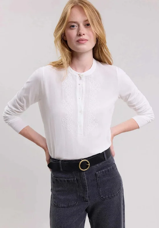 Blouse Taenia Bcte501 White Textured Cotton Blouse