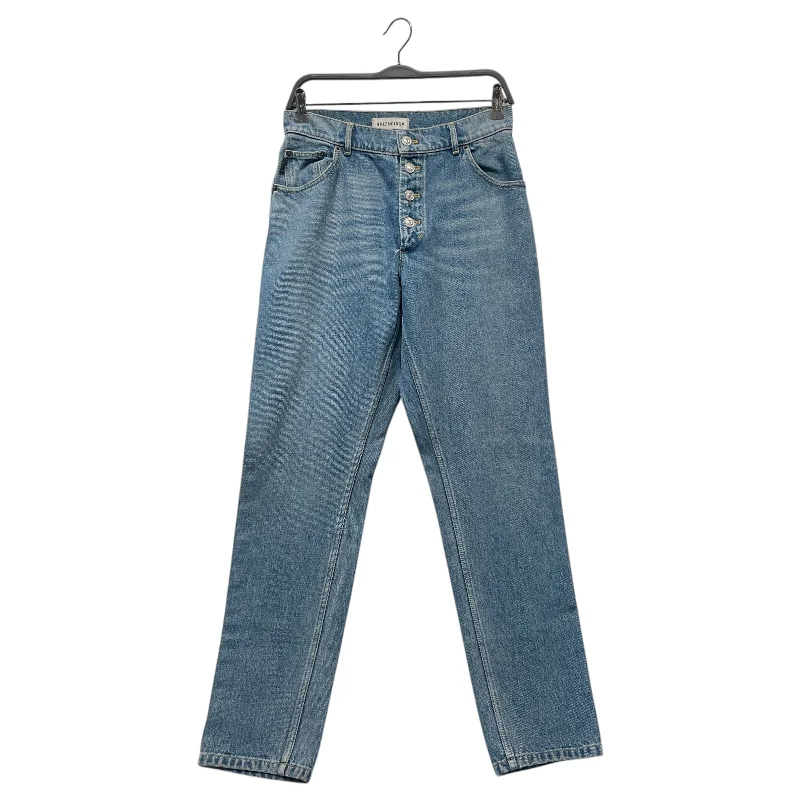 BALENCIAGA/Straight Pants/32/Denim/BLU/Button up Cozy Knit Pants