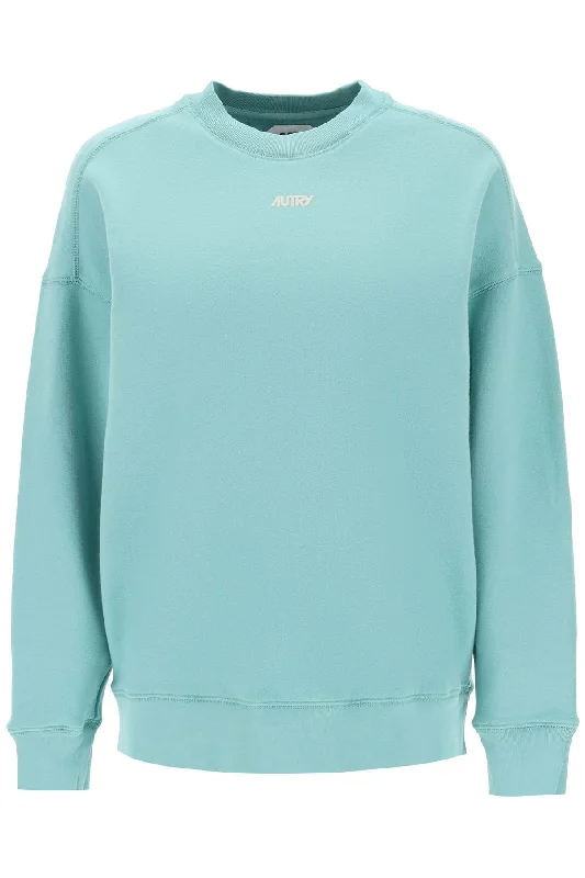 Crew-neck Sweatshirt With Logo Print - Verde Hoodie with Hem Detail Decorative Unique Crew-neck Sweatshirt With Logo Print - Verde Hoodie with Hem Detail Decorative Unique