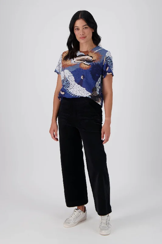 Peggy Fine Cord Pants Black Chic Checkered Pants
