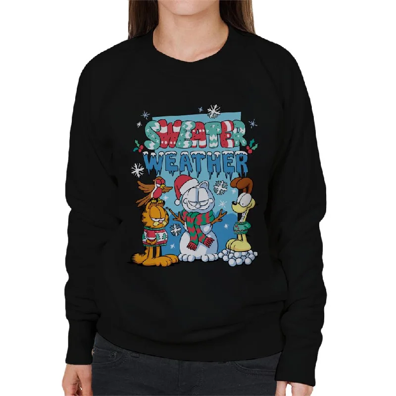 Garfield Christmas Sweater Weather Women's Sweatshirt Hoodie with V-Neck Classic Versatile Garfield Christmas Sweater Weather Women's Sweatshirt Hoodie with V-Neck Classic Versatile