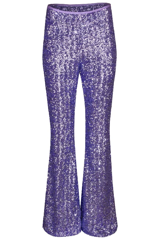 Side Zip Sequin Flare Pant - Freesia Stylish Slim Trousers
