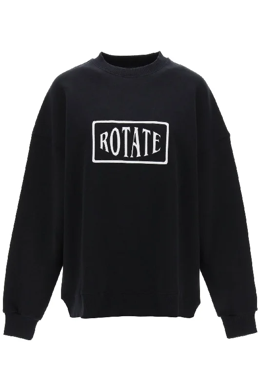 Crew-neck Sweatshirt With Logo Embroidery - Nero Hoodie with Hem Frayed Vintage Worn Crew-neck Sweatshirt With Logo Embroidery - Nero Hoodie with Hem Frayed Vintage Worn