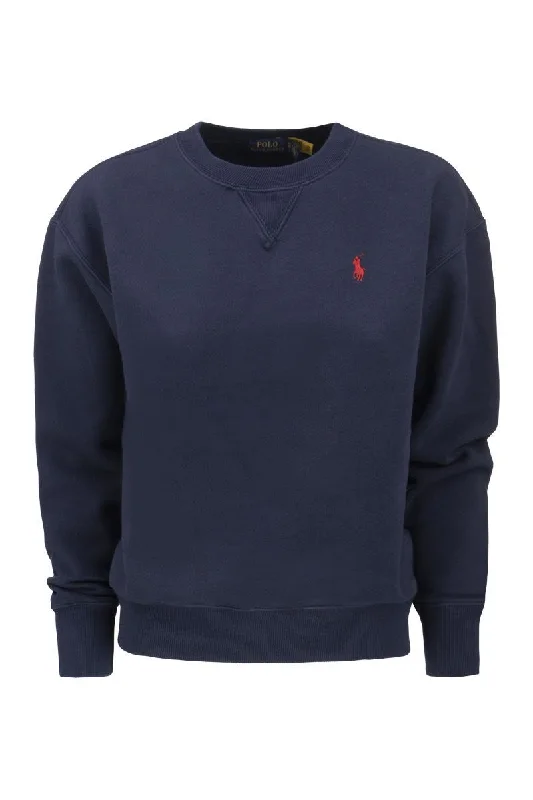 Crewneck Cotton Sweatshirt Hoodie with Ribbed Cuffs Snug Fit Comfort