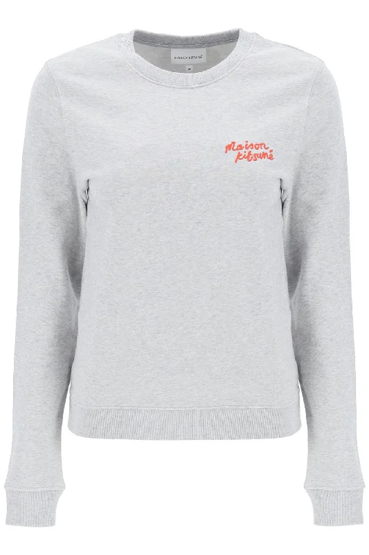 Crew-neck Sweatshirt With Logo Lettering - Grigio Hoodie with Ribbed Cuffs Snug Fit Comfort Crew-neck Sweatshirt With Logo Lettering - Grigio Hoodie with Ribbed Cuffs Snug Fit Comfort