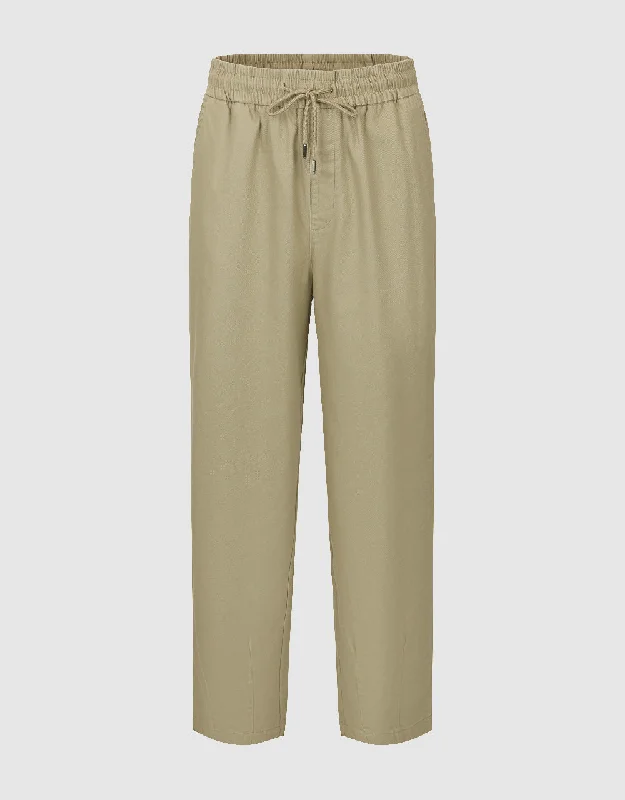 Drawstring Waist Carrot Fit Pants Wide-Legged Palazzos