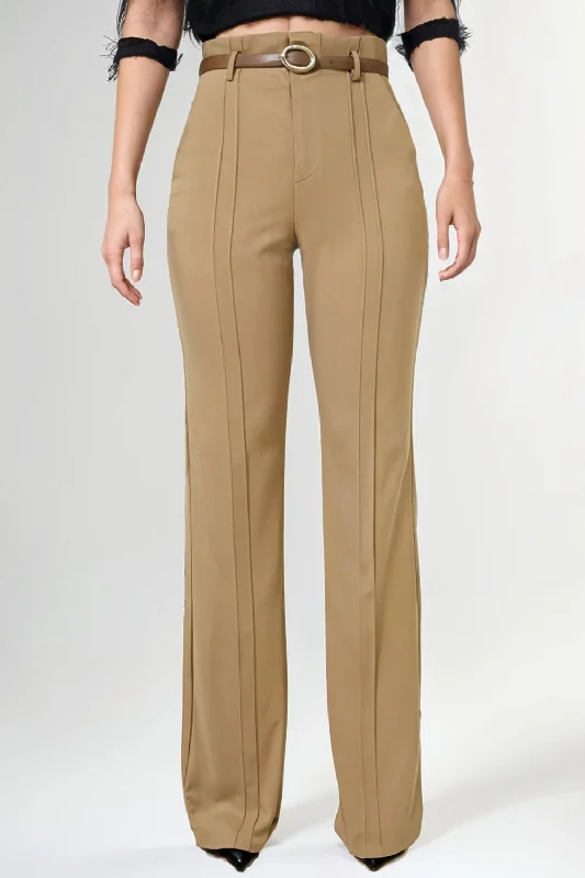 PN0011 FRONT POCKETS STRETCH PANTS Casual Wide Pants