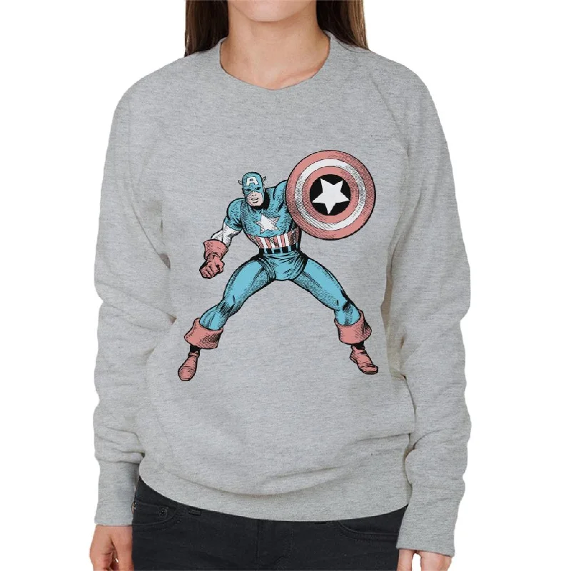 Marvel Comic Captain America Shield Pose Women's Sweatshirt Hoodie with Fur Luxurious Winter Marvel Comic Captain America Shield Pose Women's Sweatshirt Hoodie with Fur Luxurious Winter