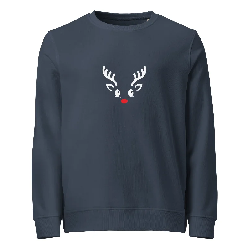 Reindeer Graphics Women Organic Sweatshirt Hoodie Jacket Zipper Layering