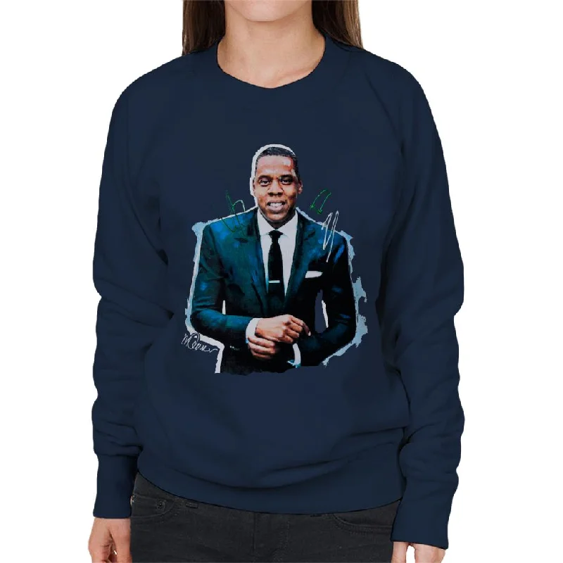 Sidney Maurer Original Portrait Of Jay Z Suit Women's Sweatshirt Hoodie with Side Slits Relaxed Casual Sidney Maurer Original Portrait Of Jay Z Suit Women's Sweatshirt Hoodie with Side Slits Relaxed Casual