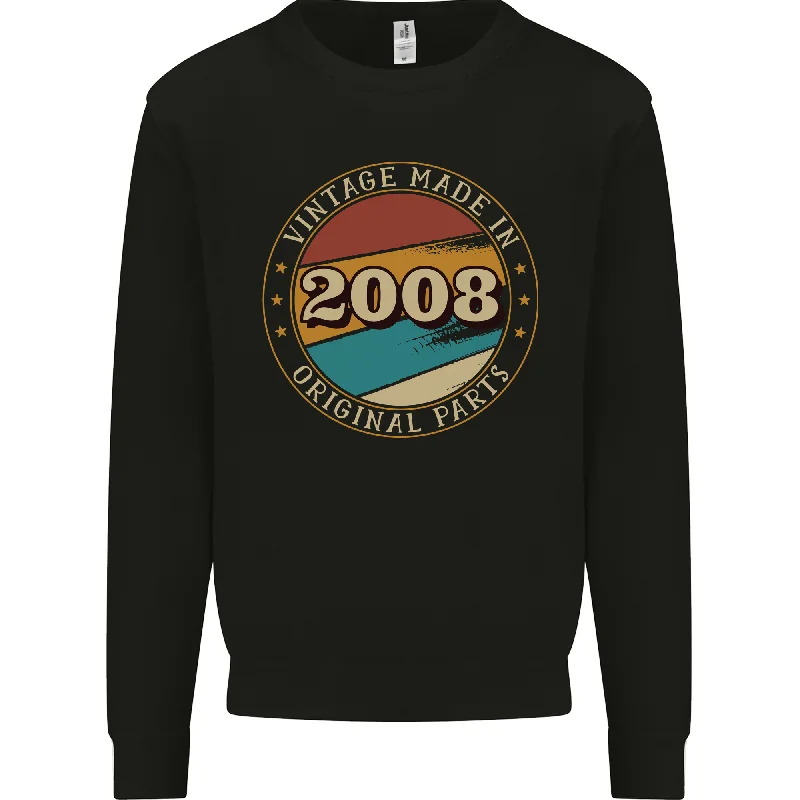 16th Birthday Vintage Made In 2008 Mens Sweatshirt Jumper Hoodie with Hem Patch Decorative Personalized 16th Birthday Vintage Made In 2008 Mens Sweatshirt Jumper Hoodie with Hem Patch Decorative Personalized