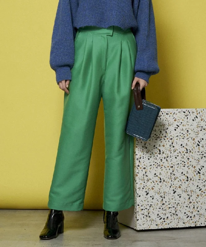 【SALE】T/W Two Tuck Wide Straight Tapered Pants Casual Wide Pants
